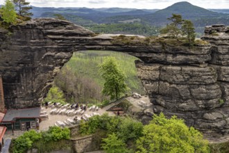 The Prebischtor rock arch in the Bohemian Switzerland National Park near Hrensko, Czech Republic