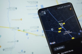 Dhaka, Bangladesh - 15 March 2025: The app of the google maps is displayed on a smartphone screen