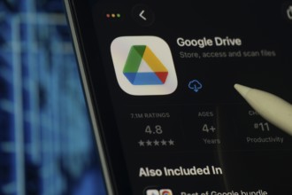 Dhaka, Bangladesh- 24 Oct 2025: A iPad screen displaying the Google Drive app on App store