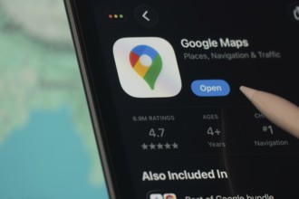 Dhaka, Bangladesh- 24 Oct 2025: A iPad screen displaying the Google Maps app on App store