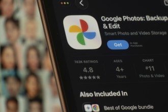 Dhaka, Bangladesh- 24 Oct 2025: A iPad screen displaying the Google Photos app on App store
