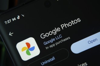 Dhaka, Bangladesh- 27 July 2025: Screen displaying Google Photos app with open and uninstall