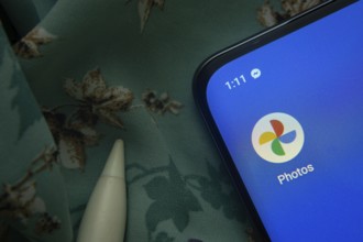 Dhaka, Bangladesh- 07 May 2025: Google Photos app icon is seen on smartphone