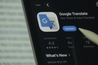 Dhaka, Bangladesh- 24 Oct 2025: A iPad screen displaying the Google Translate app on App store