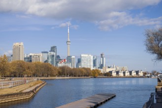 Scenic Toronto financial district skyline and modern architecture. View from Ontario lake