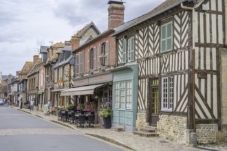 Old town with half-timbered houses in, Beuvron-en-Auge, Calvados Department, France