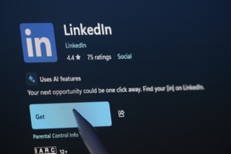 Dhaka, Bangladesh- 19 Sep 2025: A close-up of the LinkedIn app from the Microsoft Store is shown on