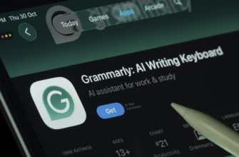 Dhaka, Bangladesh- 30 Oct 2025: Grammarly app displayed on a iPad screen in dark mode with a