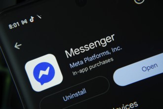 Dhaka, Bangladesh- 27 July 2025: Screen displaying Facebook Messenger app with open and uninstall