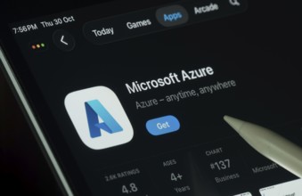 Dhaka, Bangladesh- 30 Oct 2025: Microsoft Azure app displayed on a iPad screen in dark mode with a