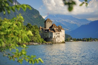 Chillon Castle on Geneva near Veytaux, Canton of Vaud, . switzerland