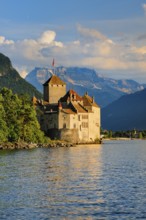 Chillon Castle on Geneva near Veytaux, Canton of Vaud, . switzerland