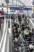 Central station in Berlin, passengers leave the platform after arrival, Germany