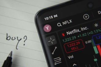 Dhaka, Bangladesh- 20 June 2025: Netflix Inc stock trading details displayed on smartphone with