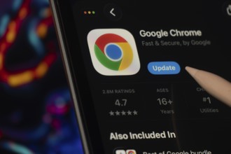 Dhaka, Bangladesh- 24 Oct 2025: A iPad screen displaying the Google Chrome app on App store