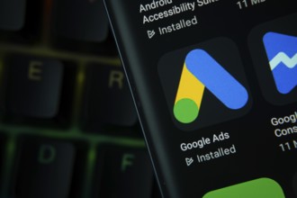 Dhaka, Bangladesh- 27 July 2025: Close-up of smartphone screen showing the Google Ads app icon with