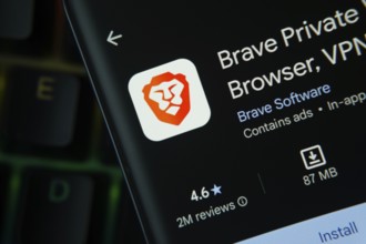 Dhaka, Bangladesh- 27 July 2025: Brave browser app from Google Playstore is displayed on a