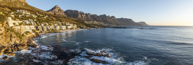 Cityscape, Aerial View, Ocean and Clifton Beach, Camps Bay, Cape Town, South Africa
