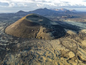 Montaña Negra volcano, picturesque volcanic landscape with volcanic craters and lava fields in