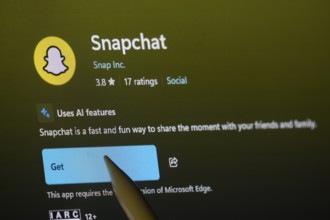 Dhaka, Bangladesh- 19 Sep 2025: A close-up of the Snapchat app from the Microsoft Store is shown on