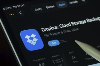 Dhaka, Bangladesh- 30 Oct 2025: Dropbox app displayed on a iPad screen in dark mode with a digital