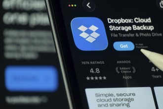 Dhaka, Bangladesh- 24 Oct 2025: A iPad screen displaying the Dropbox app on App store