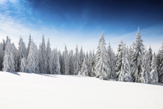 Snow-covered fir trees in sunshine, Stübenwasen, Feldberg, Todtnauberg, Black Forest,