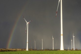 Königshovener Höhe onshore wind farm, on the A44 motorway near Bedburg, in front of the Jackerath