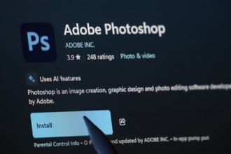 Dhaka, Bangladesh- 19 Sep 2025: A close-up of the Adobe Photoshop app from the Microsoft Store is
