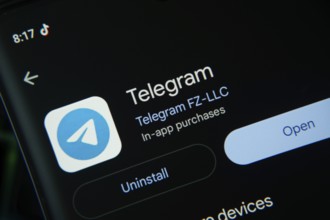 Dhaka, Bangladesh- 27 July 2025: Screen displaying Telegram app with open and uninstall options,