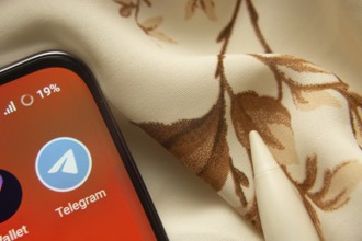 Dhaka, Bangladesh- 07 May 2025: Telegram app icon is seen on smartphone