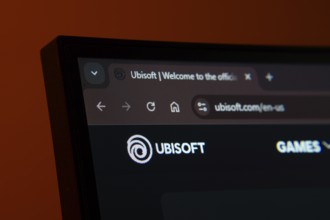 Dhaka, Bangladesh- 02 June 2025: Close-up of a computer screen displaying the Ubisoft web interface
