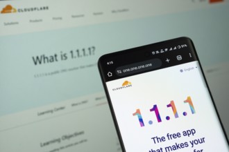 Dhaka, Bangladesh- 03 July 2025: Smartphone displaying 1.1.1.1 VPN web interface