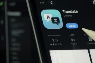 Dhaka, Bangladesh- 24 Oct 2025: A iPad screen displaying the Apple Translate app on App store