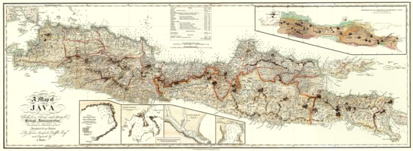 Map of Java, 1817, from History of Java by Sir Thomas Stamford Bingley Raffles, 1781 – 1826,