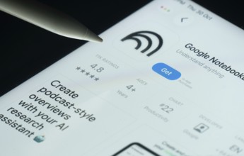 Dhaka, Bangladesh- 30 Oct 2025: Goole NotebookLM app on a iPad screen with a pen pointing at the