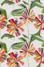 Decorative abstract flowers vector seamless pattern