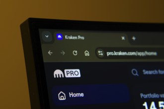 Dhaka, Bangladesh- 02 June 2025: Close-up of a computer screen displaying the Kraken Pro web