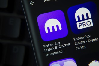 Dhaka, Bangladesh- 27 July 2025: Kraken and Kraken Pro app from Google Playstore is displayed on a