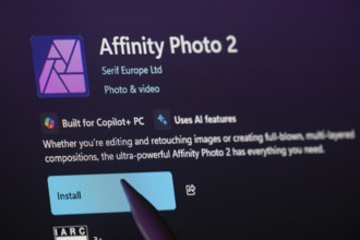 Dhaka, Bangladesh- 19 Sep 2025: A close-up of the Affinity Photo 2 app from the Microsoft Store is