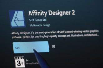 Dhaka, Bangladesh- 19 Sep 2025: A close-up of the Affinity Designer 2 app from the Microsoft Store