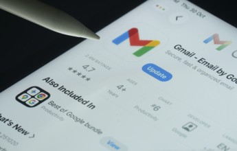 Dhaka, Bangladesh- 30 Oct 2025: Gmail app on a iPad screen with a pen pointing at the install