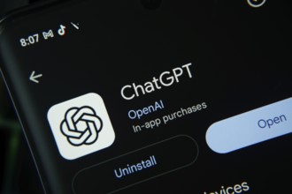 Dhaka, Bangladesh- 27 July 2025: Screen displaying ChatGPT app with open and uninstall options,