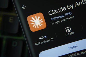 Dhaka, Bangladesh- 27 July 2025: Claude AI app from Google Playstore is displayed on a smartphone