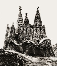 Architectural study of the Church of Colònia Güell, Cripta de la Colònia Güell, Santa Coloma de