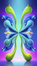 Symmetric Abstract Bright Liquid Ornament Background, futuristic wallpaper template illustration,