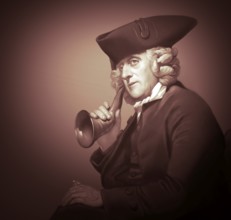 Portrait of James Hutton with an ear trumpet, 1726 – 1797, Scottish geologist, agriculturalist,