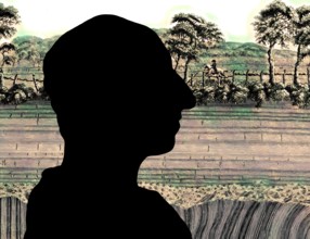 Silhouette of James Hutton, 1726 – 1797, Scottish geologist, agriculturalist, naturalist and