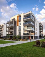 New modern block of flat, condo architecture, Residential apartment as a flat, luxury house