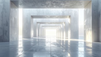 3d illustration of abstract modern architecture background, Minimal geometry architectural design,